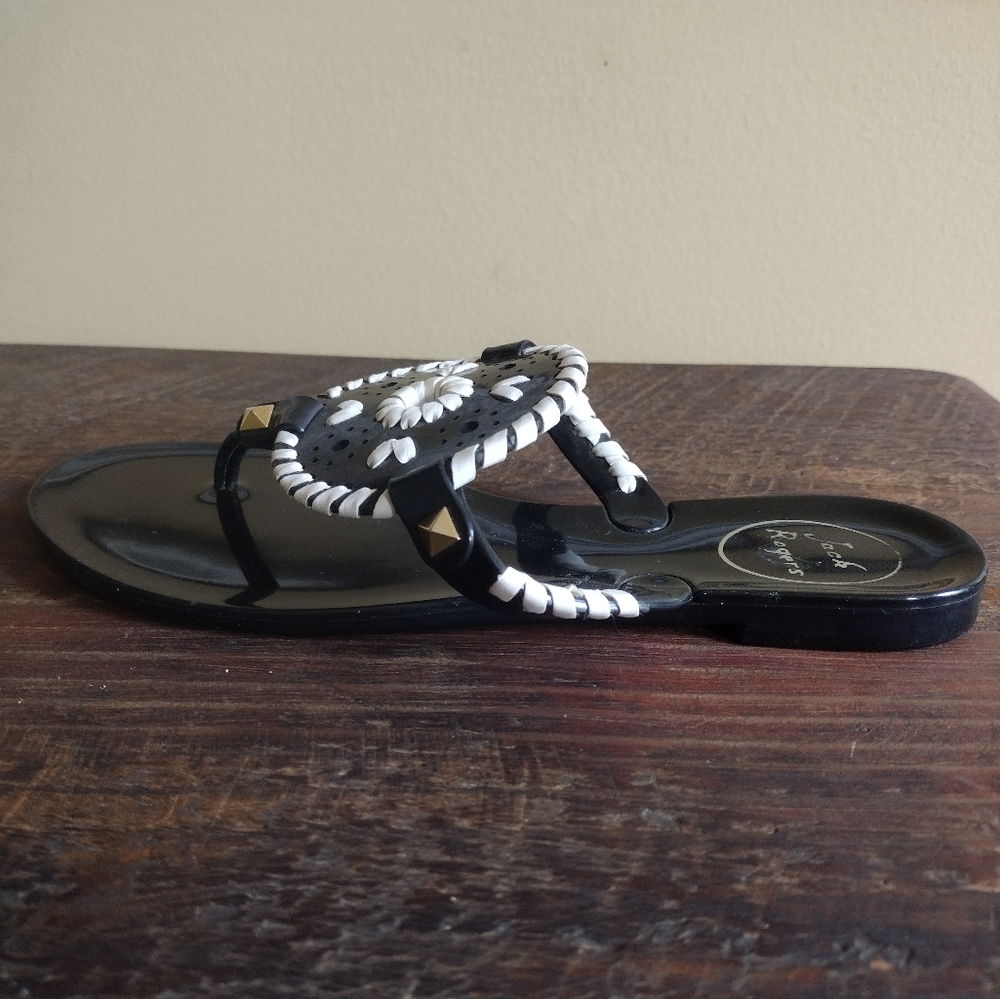 Jack Rogers Black White Georgica Jelly Sandals Size 5 - Picture 5 of 10